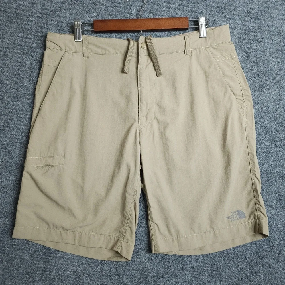 The North Face Shorts Mens 34 Beige Khaki Tan Nylon Hiking Outdoor Drawstring